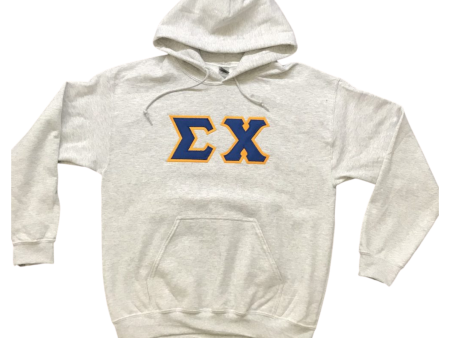 Sigma Chi Stitched Letter Hoodie | Ash | Dark Royal with Gold Border Fashion