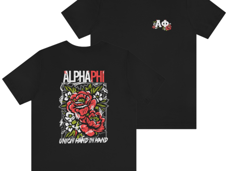 Alpha Phi Graphic T-Shirt | Grunge Roses For Cheap