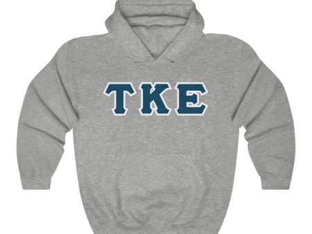 Tau Kappa Epsilon Printed Letter Hoodie | Navy with White Border Online now