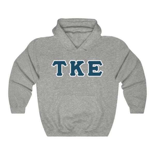 Tau Kappa Epsilon Printed Letter Hoodie | Navy with White Border Online now