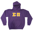 Sigma Pi Stitched Letter Hoodie | Purple | Gold with White Border Supply