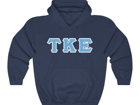 Tau Kappa Epsilon Printed Letter Hoodie | Cyan with White Border Supply