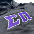 Sigma Pi Stitched Letter Hoodie | Black | Purple with White Border Supply