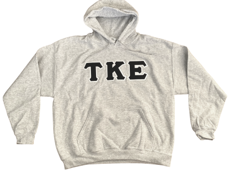 Tau Kappa Epsilon Stitched Letter Hoodie | Ash | Black with White Border Discount