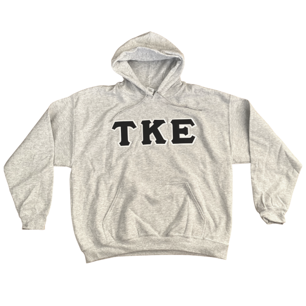 Tau Kappa Epsilon Stitched Letter Hoodie | Ash | Black with White Border Discount