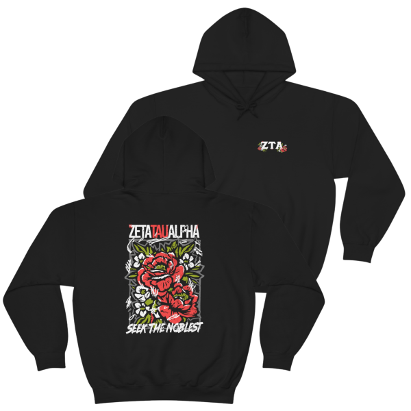 Zeta Tau Alpha Graphic Hoodie | Grunge Roses on Sale