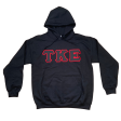 Tau Kappa Epsilon Stitched Letter Hoodie | Black | Black with Red Border Discount