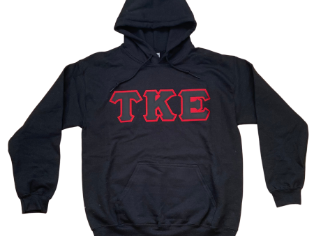 Tau Kappa Epsilon Stitched Letter Hoodie | Black | Black with Red Border Discount