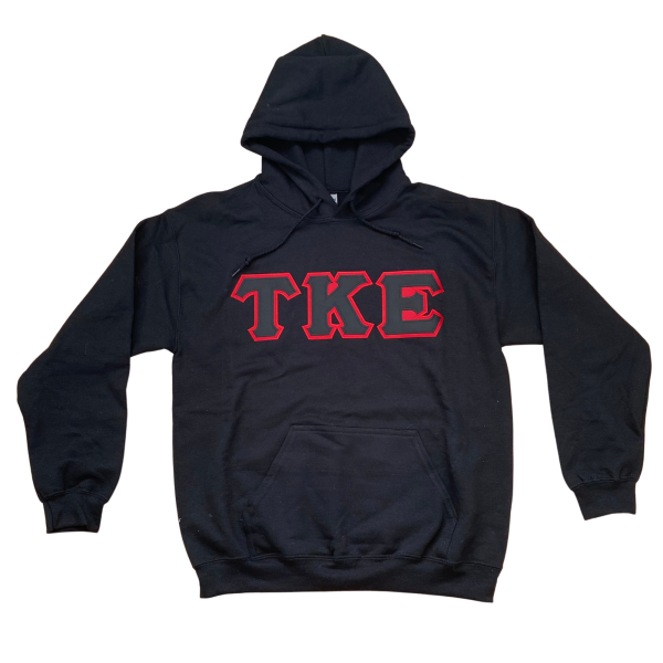 Tau Kappa Epsilon Stitched Letter Hoodie | Black | Black with Red Border Discount