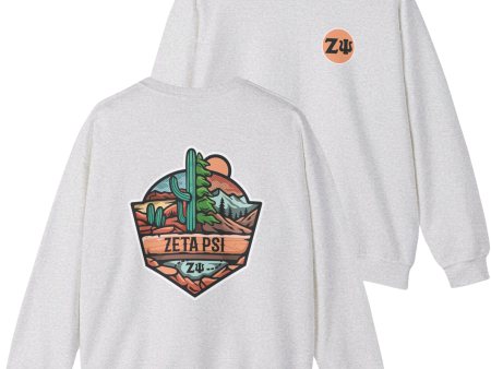 Zeta Psi Graphic Crewneck Sweatshirt | Desert Mountains Cheap