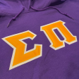 Sigma Pi Stitched Letter Hoodie | Purple | Gold with White Border Supply