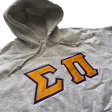 Sigma Pi Stitched Letter Hoodie | Ash | Gold with Purple Border on Sale