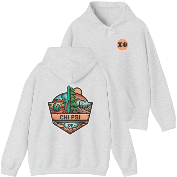 Chi Psi Graphic Hoodie | Desert Mountains For Cheap