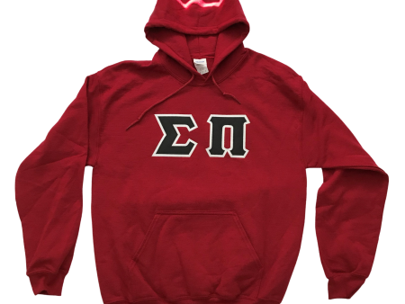 Sigma Pi Stitched Letter Hoodie | Garnet | Black with White Border For Discount