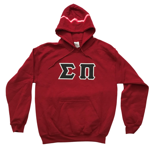 Sigma Pi Stitched Letter Hoodie | Garnet | Black with White Border For Discount