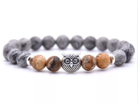 Owl Bracelet - Light Brown and Gray Stones Online Hot Sale