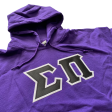 Sigma Pi Stitched Letter Hoodie | Purple | Black with White Border For Discount