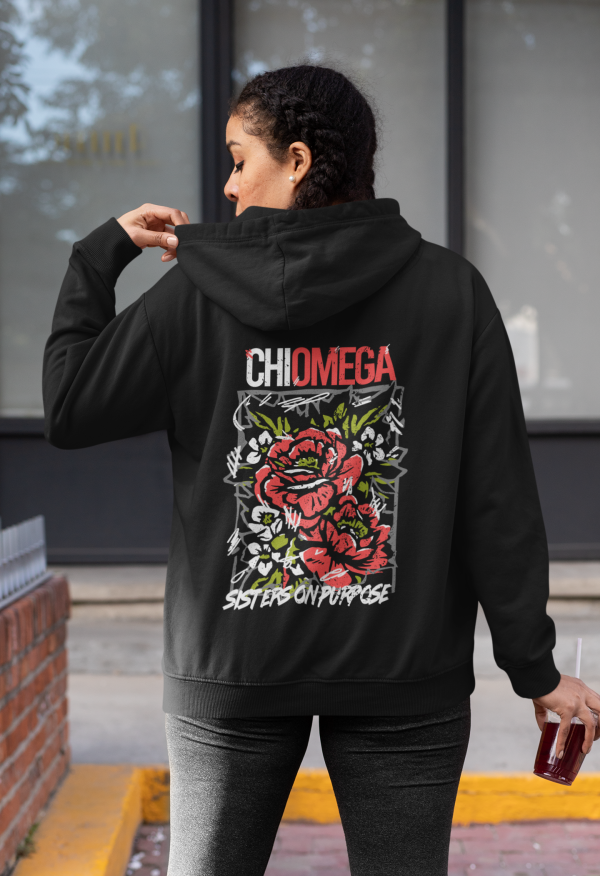 Chi Omega Graphic Hoodie | Grunge Roses Sale