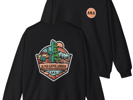 Alpha Kappa Lambda Graphic Crewneck Sweatshirt | Desert Mountains on Sale