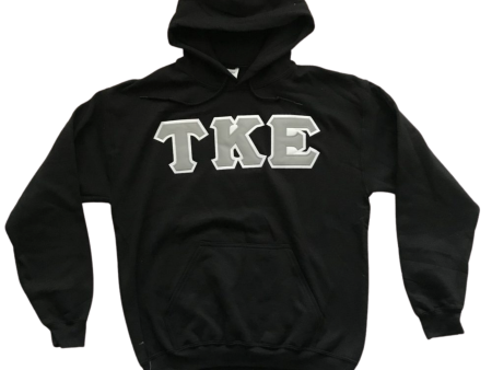 Tau Kappa Epsilon Stitched Letter Hoodie | Black | Gray with White Border Fashion