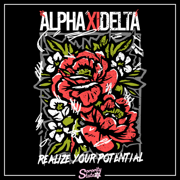 Alpha Xi Delta Graphic T-Shirt | Grunge Roses Online