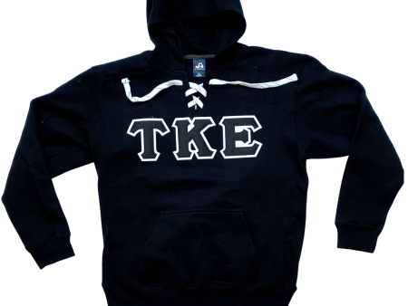 Tau Kappa Epsilon Stitched Letter Hockey Hoodie | Black | Black with White Border Online now