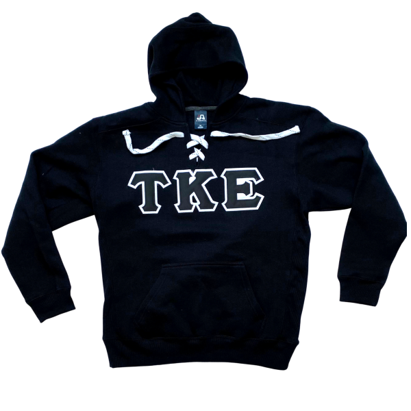 Tau Kappa Epsilon Stitched Letter Hockey Hoodie | Black | Black with White Border Online now