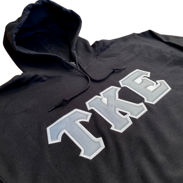 Tau Kappa Epsilon Stitched Letter Hoodie | Black | Gray with White Border Fashion