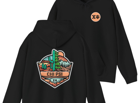 Chi Psi Graphic Hoodie | Desert Mountains For Cheap