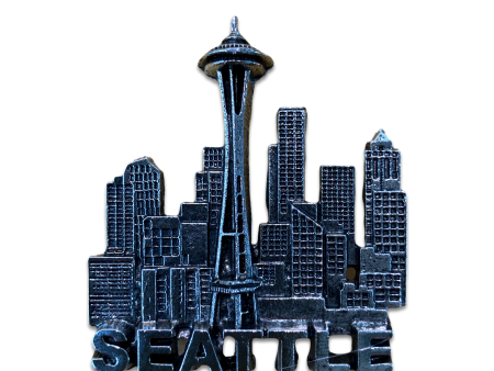 Seattle Skyline Pewter Magnet For Cheap