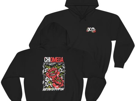 Chi Omega Graphic Hoodie | Grunge Roses Sale