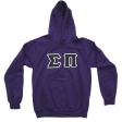 Sigma Pi Stitched Letter Hoodie | Purple | Black with White Border For Discount