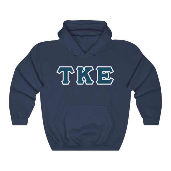 Tau Kappa Epsilon Printed Letter Hoodie | Navy with White Border Online now