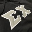 Sigma Chi Stitched Letter Hoodie | Black | Gray with White Border Discount