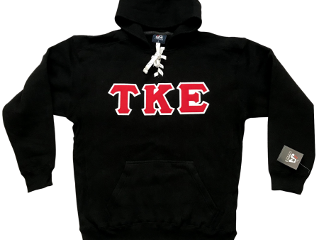 Tau Kappa Epsilon Stitched Letter Hockey Hoodie | Black | Red with White Border Online now