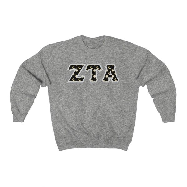 Zeta Tau Alpha Printed Letters | Sun and Moon Crewneck Online now