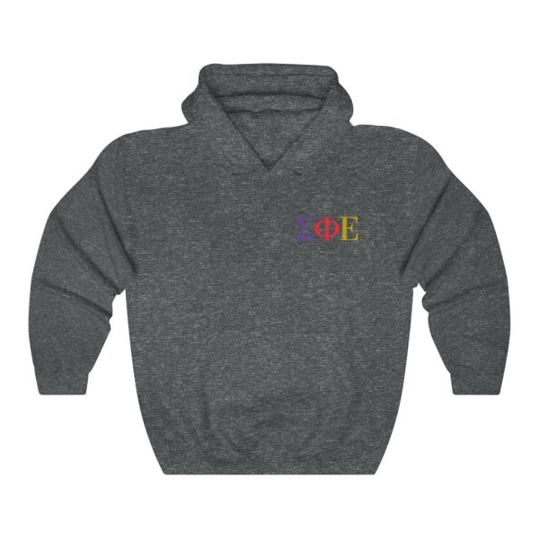 Sigma Phi Epsilon Graphic Hoodie | Tricolor Letter Logo LC For Sale