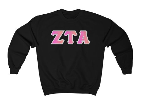 Zeta Tau Alpha Printed Letters | Bubble Gum Crewneck Online Sale