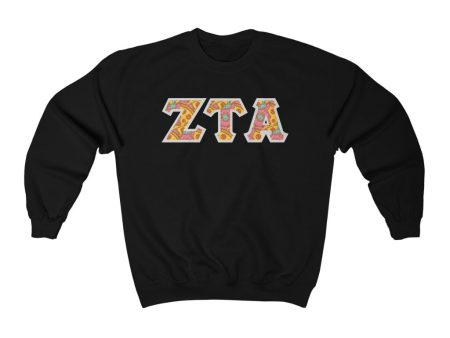 Zeta Tau Alpha Printed Letters | Pizza and Donuts Crewneck Supply