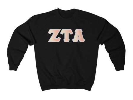 Zeta Tau Alpha Printed Letters | Peach Sunrise Crewneck For Discount