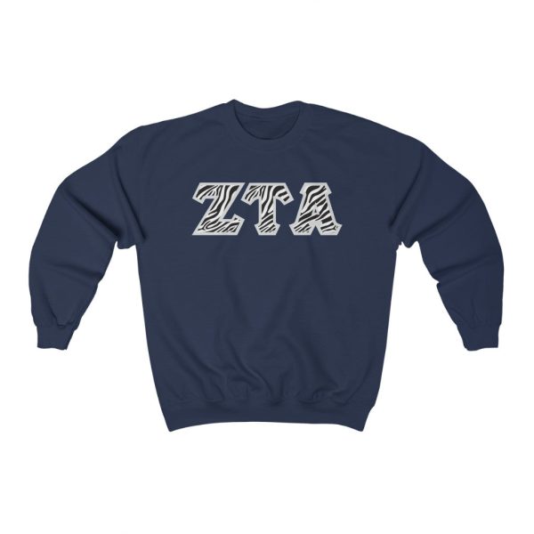 Zeta Tau Alpha Printed Letters | Zebra Print Crewneck Supply