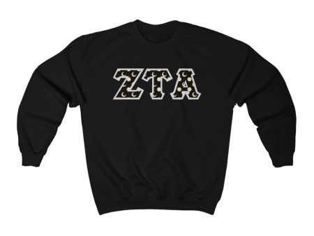 Zeta Tau Alpha Printed Letters | Sun and Moon Crewneck Online now