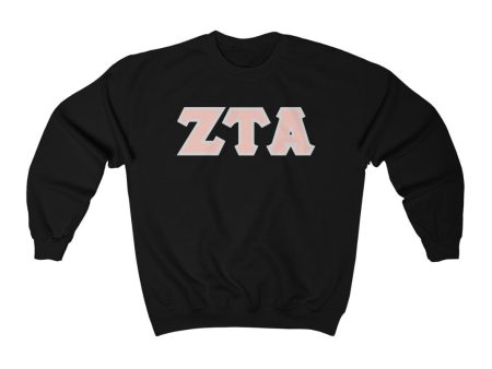 ZTA Printed Letters | Peach with Grey Border Crewneck Online Hot Sale