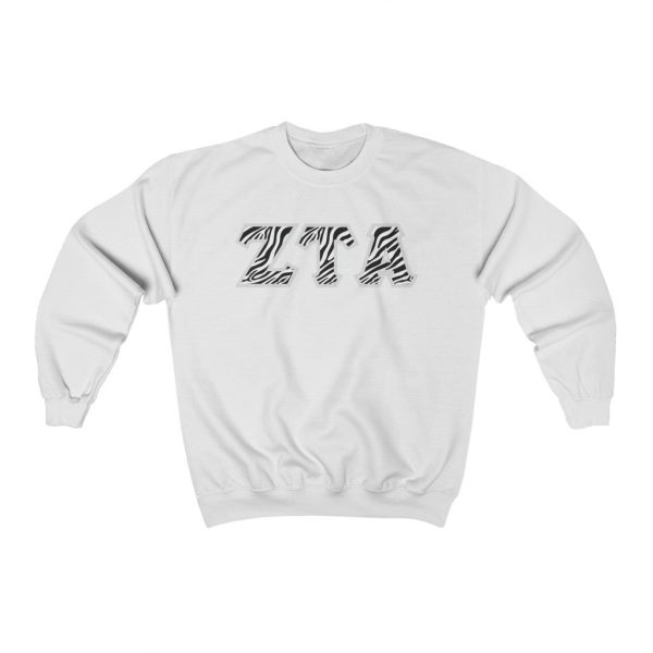 Zeta Tau Alpha Printed Letters | Zebra Print Crewneck Supply