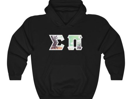 Sigma Pi Printed Letter Hoodie | Tropical Pattern Hot on Sale