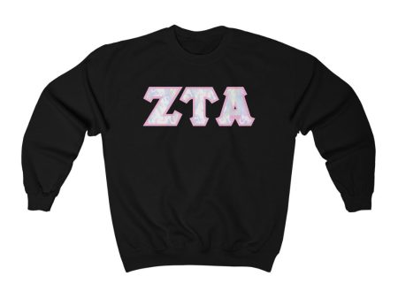 Zeta Tau Alpha Printed Letters | Pastel Tie-Dye Crewneck Discount