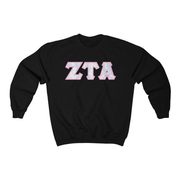 Zeta Tau Alpha Printed Letters | Pastel Tie-Dye Crewneck Discount