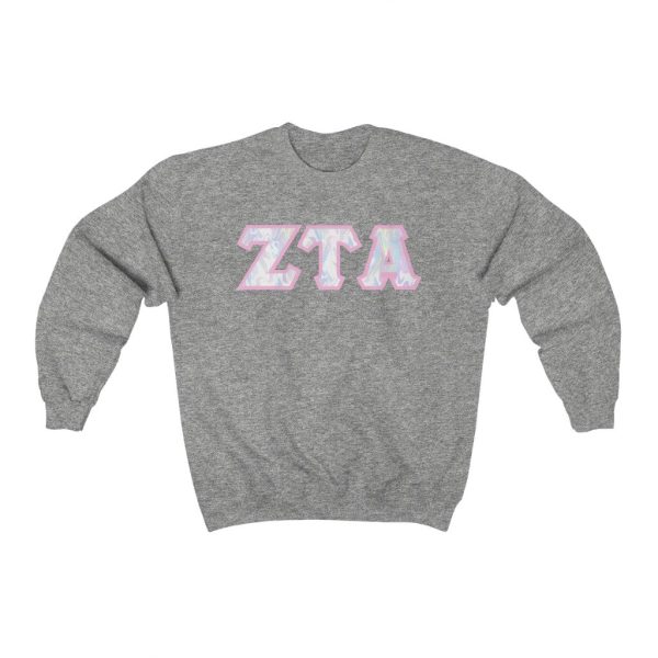 Zeta Tau Alpha Printed Letters | Pastel Tie-Dye Crewneck Discount