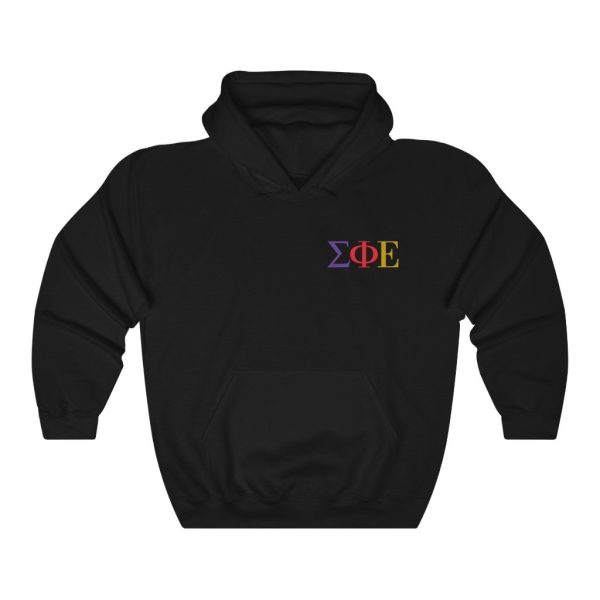 Sigma Phi Epsilon Graphic Hoodie | Tricolor Letter Logo LC For Sale