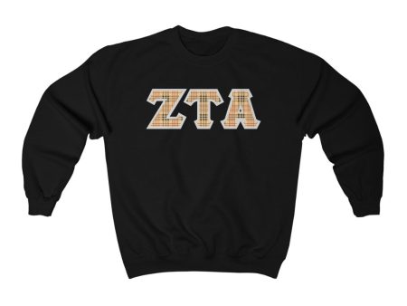 Zeta Tau Alpha Printed Letters | Nova Plaid Crewneck Fashion